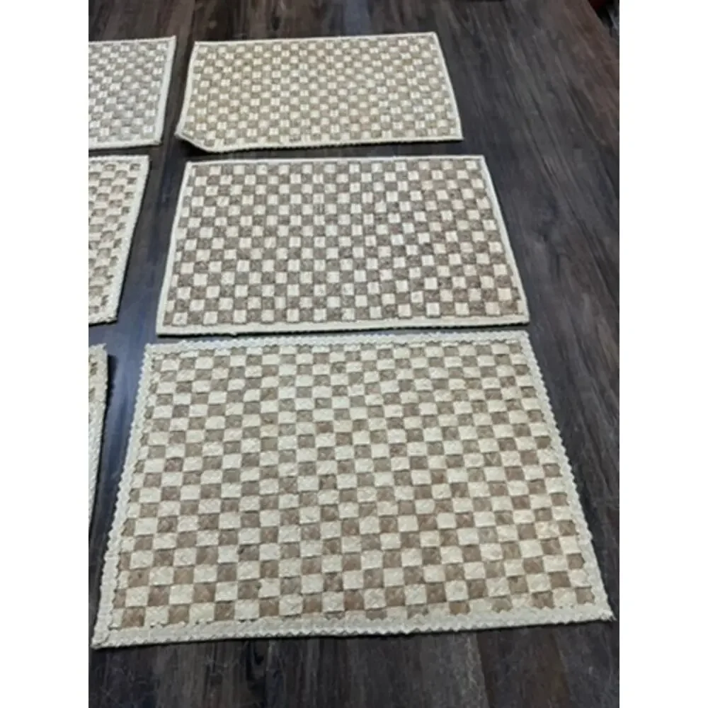 Set Of 6 ,Straw Placemats, Checkered,24 x‎ 24